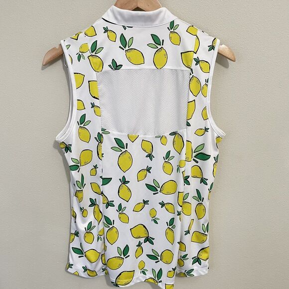 PGA Tour Lemon Print Golf Top 1/4 Zip Mock Neck Sleeveless Shirt Women’s L - Picture 3 of 7